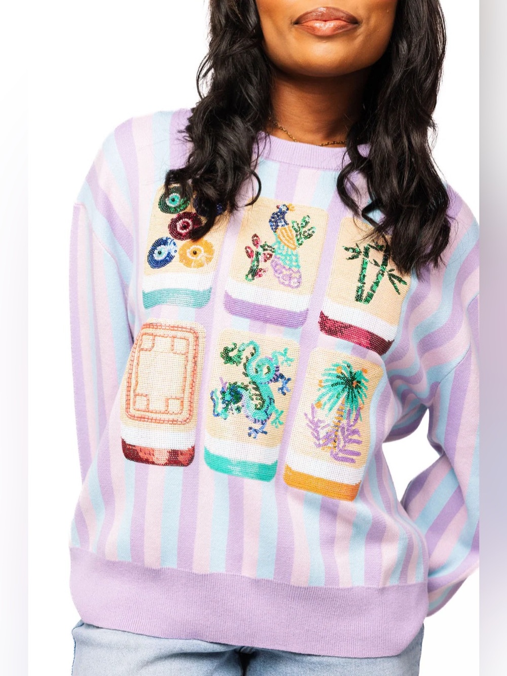 Striped Mahjong Tile Sweater